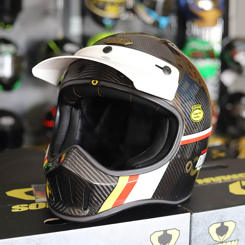 M7 MX Carbon Fiber Matte Gold Racing Helmet